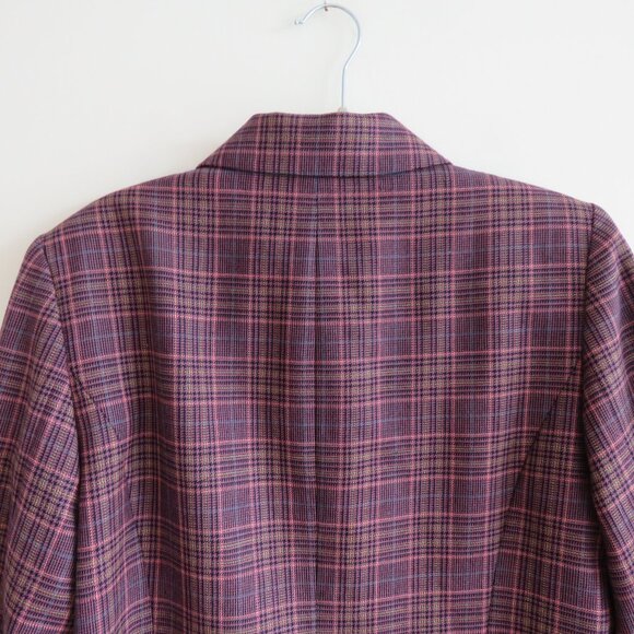 VINTAGE PENDLETON 100% Wool Plaid Blazer in Purple Academia Preppy - Size US 12 - Picture 11 of 15